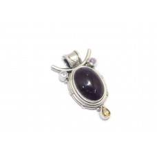 Pendant handcrafted 925 sterling silver natural amethyst topaz stone C 219